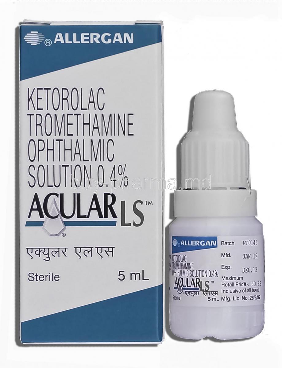Acular LS 5ml, Ketorolac Tromethamine Ophthalmic solution 0.4 percent, Eyedrop