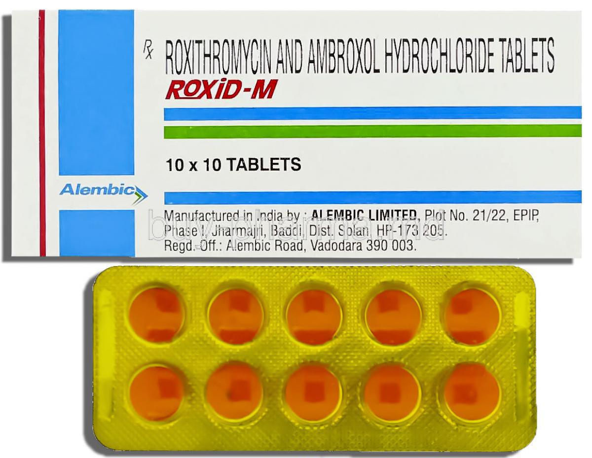 Roxid-M, Ambroxol/ Roxithromycin 30 mg/ 150 mg Tablet (Alembic Limited)