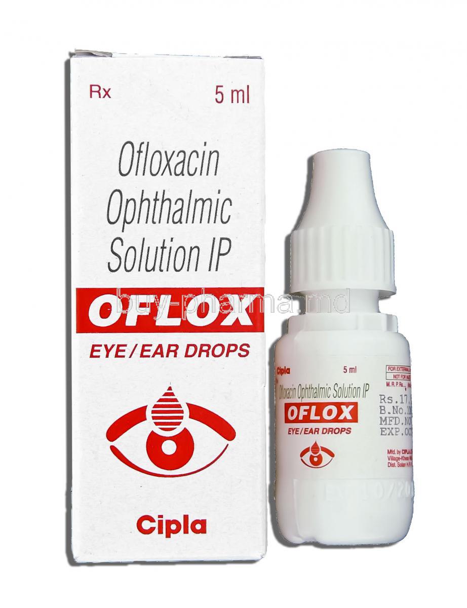 Oflox, Generic  Ocuflox,   Ofloxacin 3 Mg/ Ml 5 Ml Eye Drop (Cipla) Box