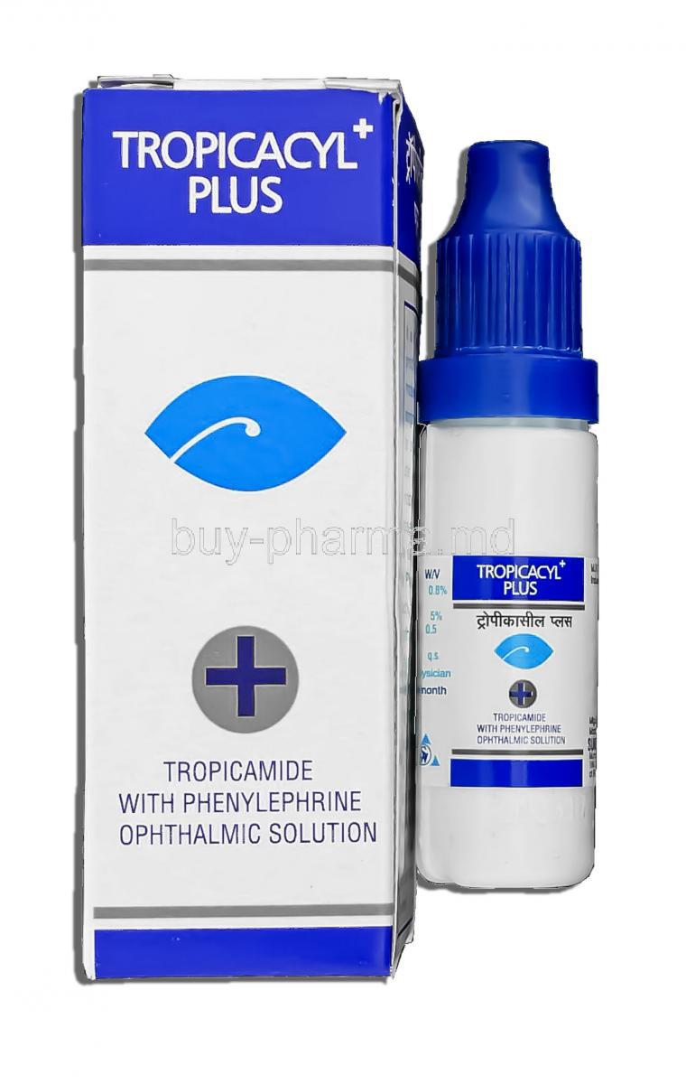 Tropicacyl Plus, Tropicamide/  Phenylephrine Hydrochloride 0.8%/ 5% 5 ml Eye Drops (Sunways)
