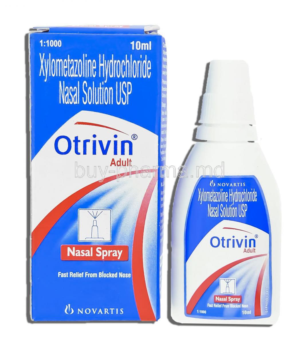 Otrivin,   Xylometazoline 0.1% 10ml Nasal Drops And Box (Novartis)
