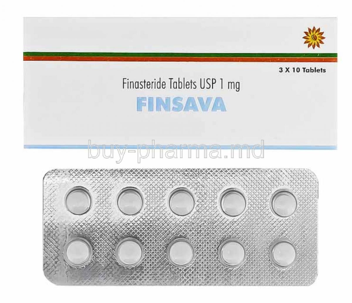 Finsava, Finasteride box and tablets