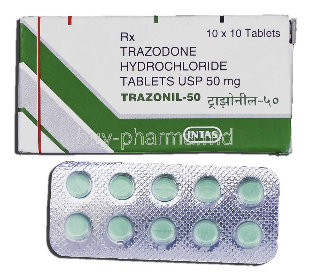 Trazonil 50, Generic Desyrel, Trazodone 50mg, Tablet