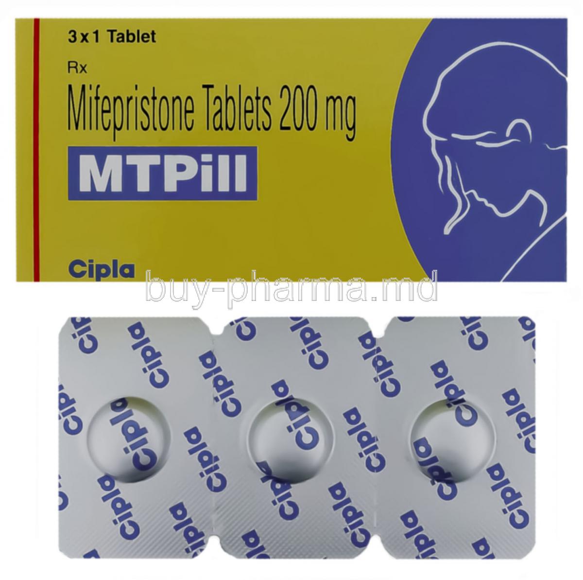 MTPill, Generic  Mifeprex,  Mifepristone 200mg Tablet (Cipla)