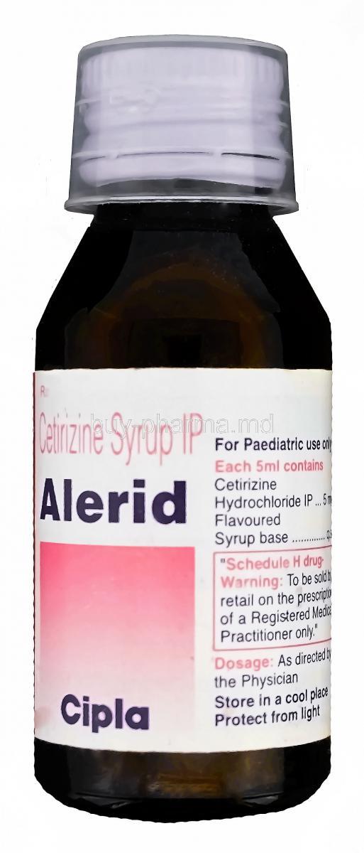 Alerid, Generic Zyrtec, Cetirizine Hcl 5mg per 5 ml 30ml Bottle