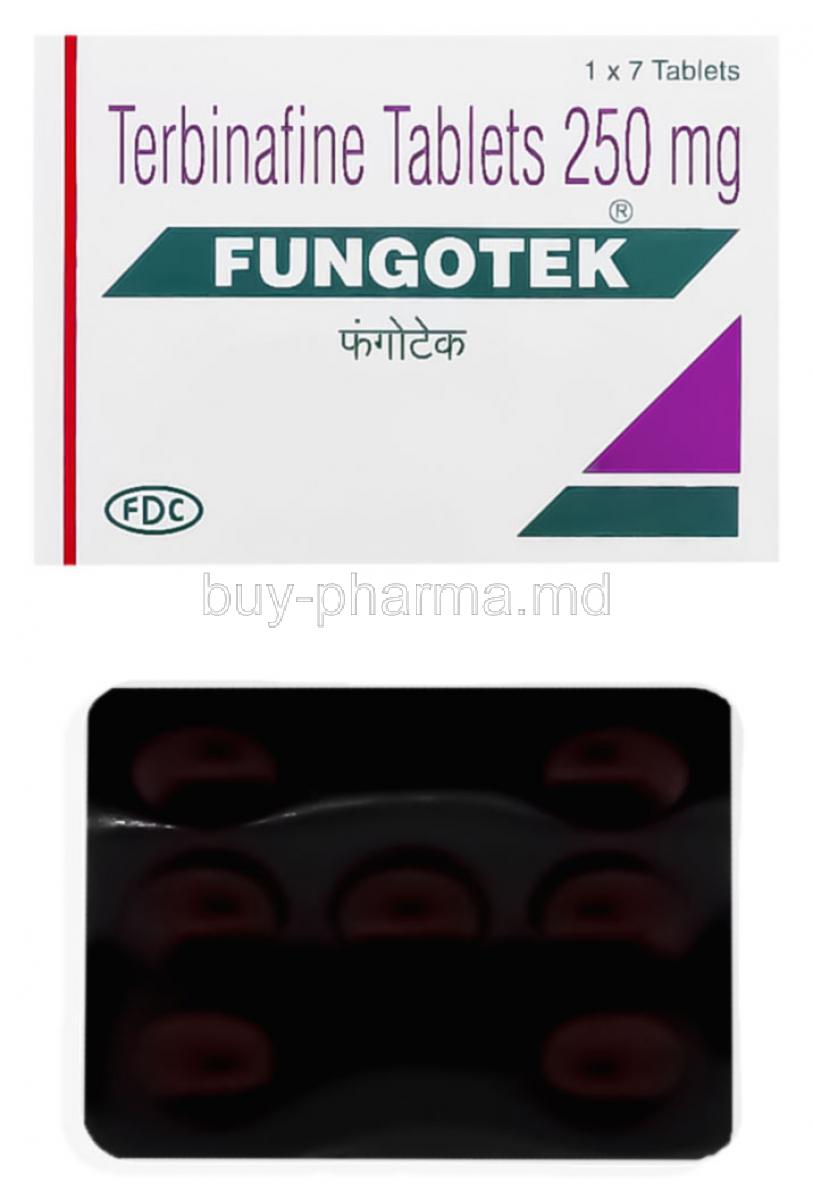 Generic  Lamisil, Terbinafine 250 mg Tablet and box
