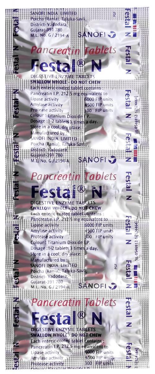 Festal N, Pancreatin Tablet Blister Pack Information