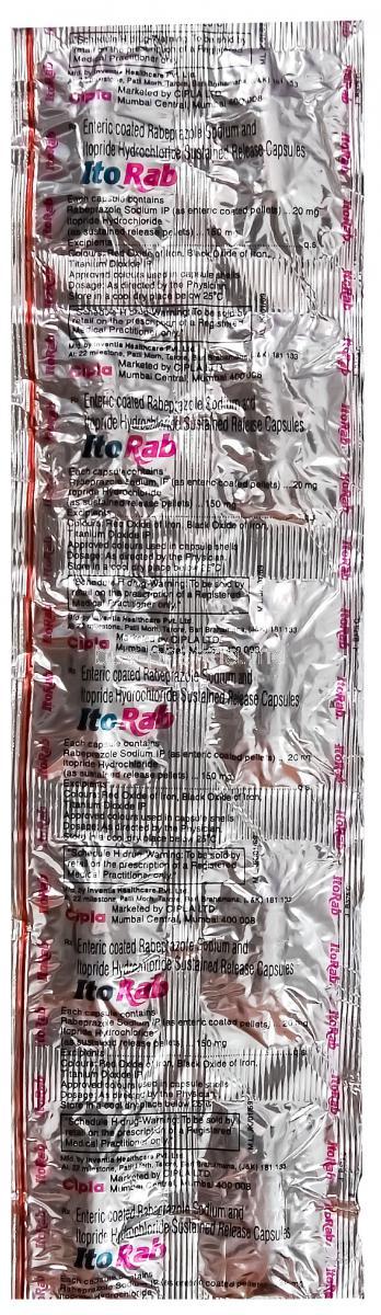 ItoRab, Rabeprazole Sodium 20mg and Itopride Hydrochloride Sustained Release 150mg Capsule Blister Pack Information