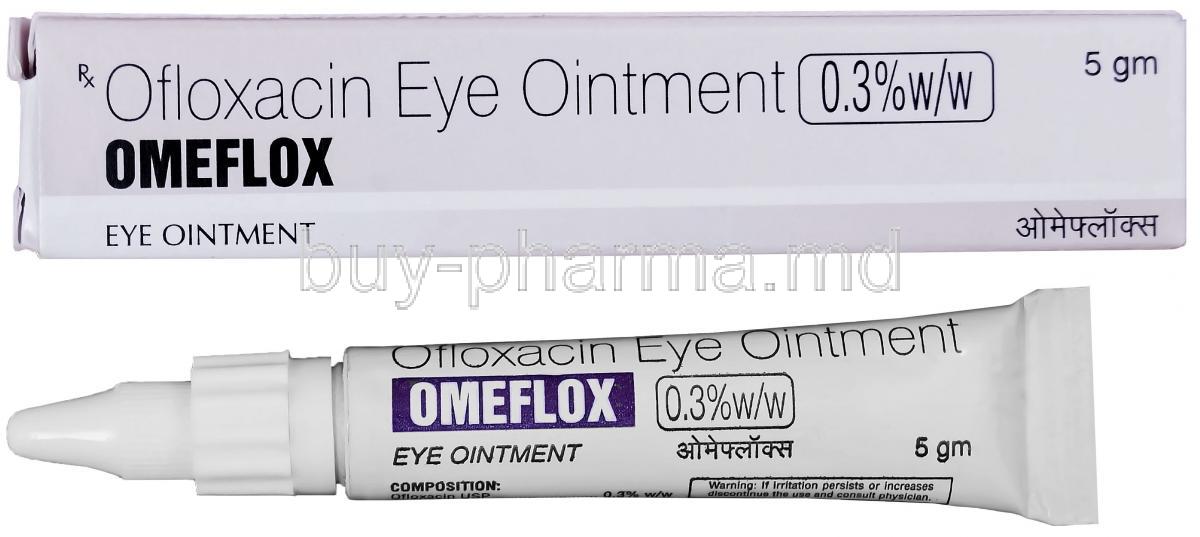 Omeflox, Generic Ocuflox, Ofloxacin 0.3% 5gm Eye Ointment