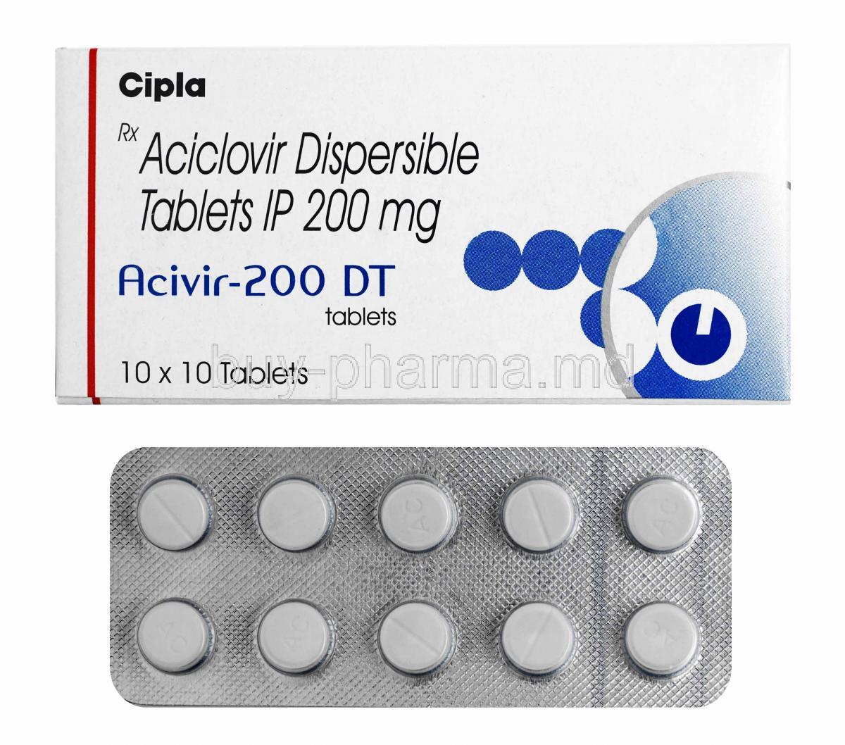 Acivir, Acyclovir 200mg box and tablets