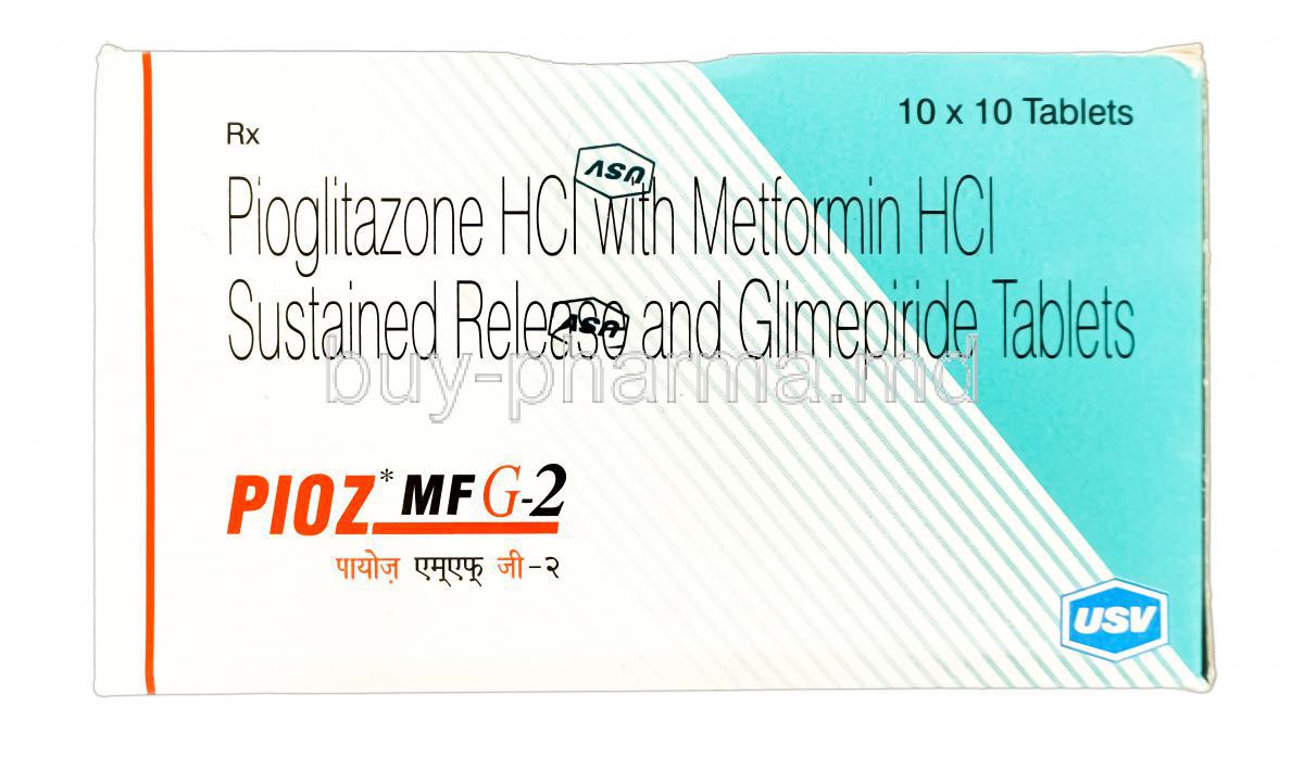 Pioz MF G-2, Glimepiride 2mg Pioglitazone 15mg Metformin 500 mg Sustained release