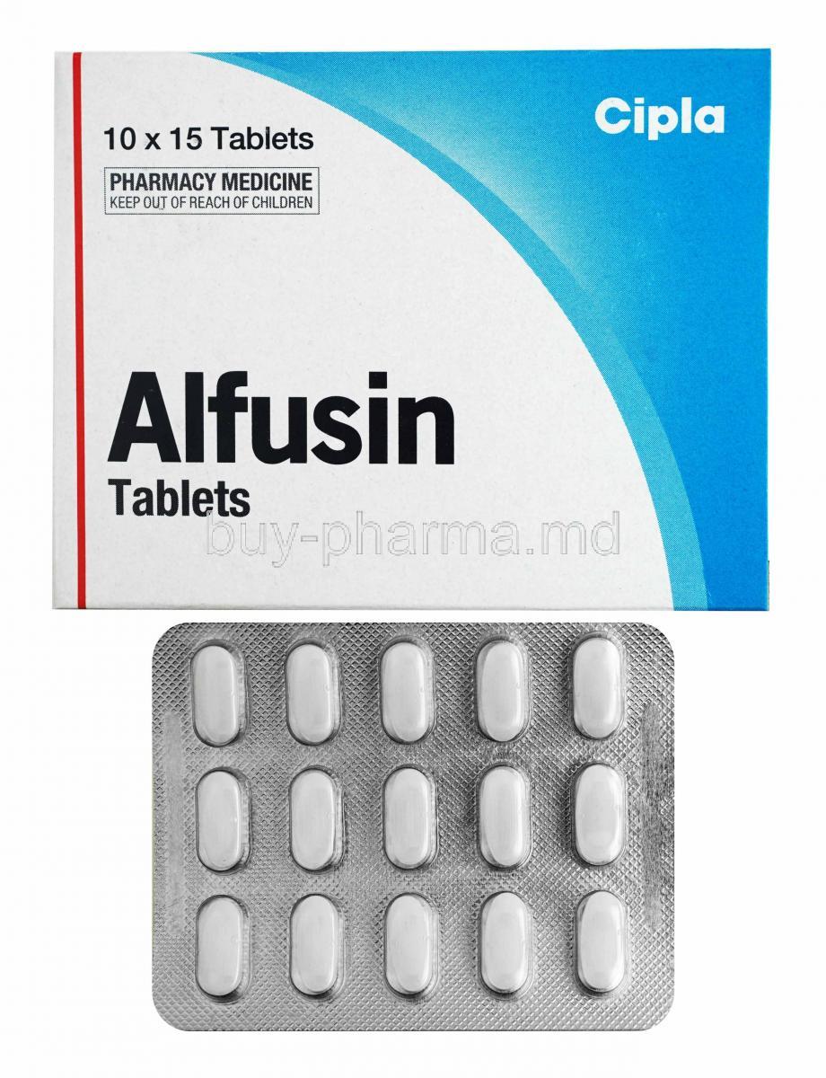 Alfusin, Alfuzosin box and tablets
