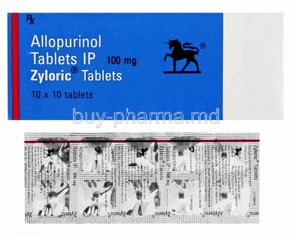 Zyloric, Allopurinol 100mg box and tablets