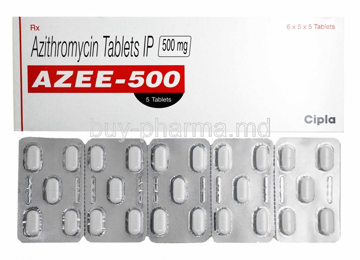 Azee, Azithromycin 500mg box and tablets