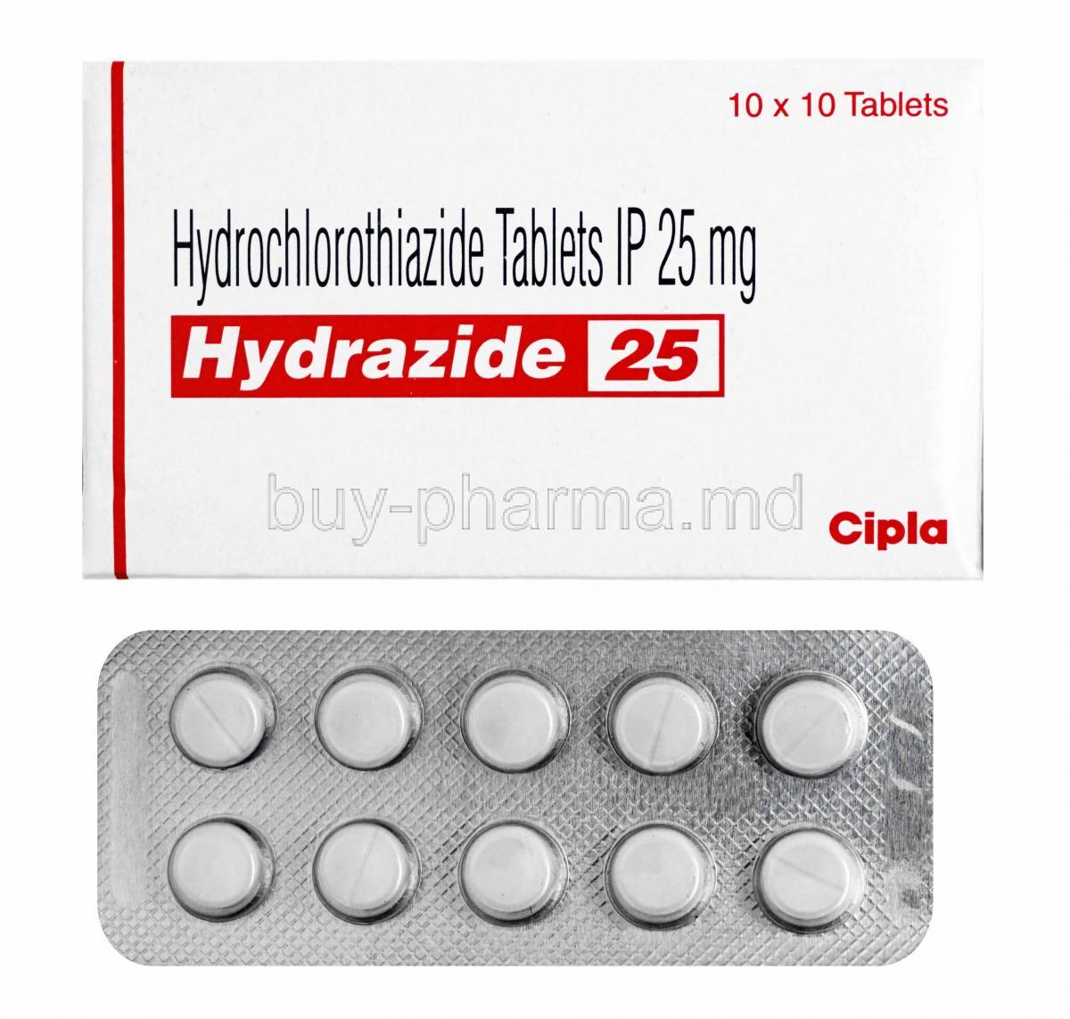 Hydrazide, Hydrochlorothiazide 12.5mg box and tablets