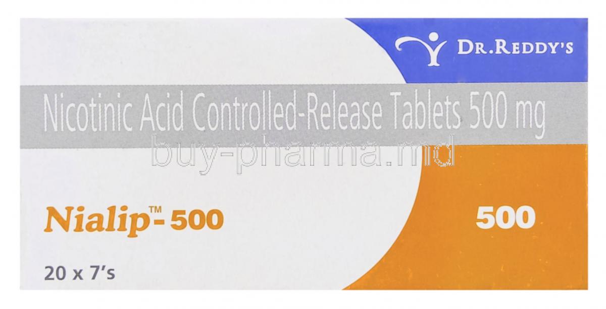 Generic Niaspan, Niacin  Nicotinic Acid 500 mg Tablet Box