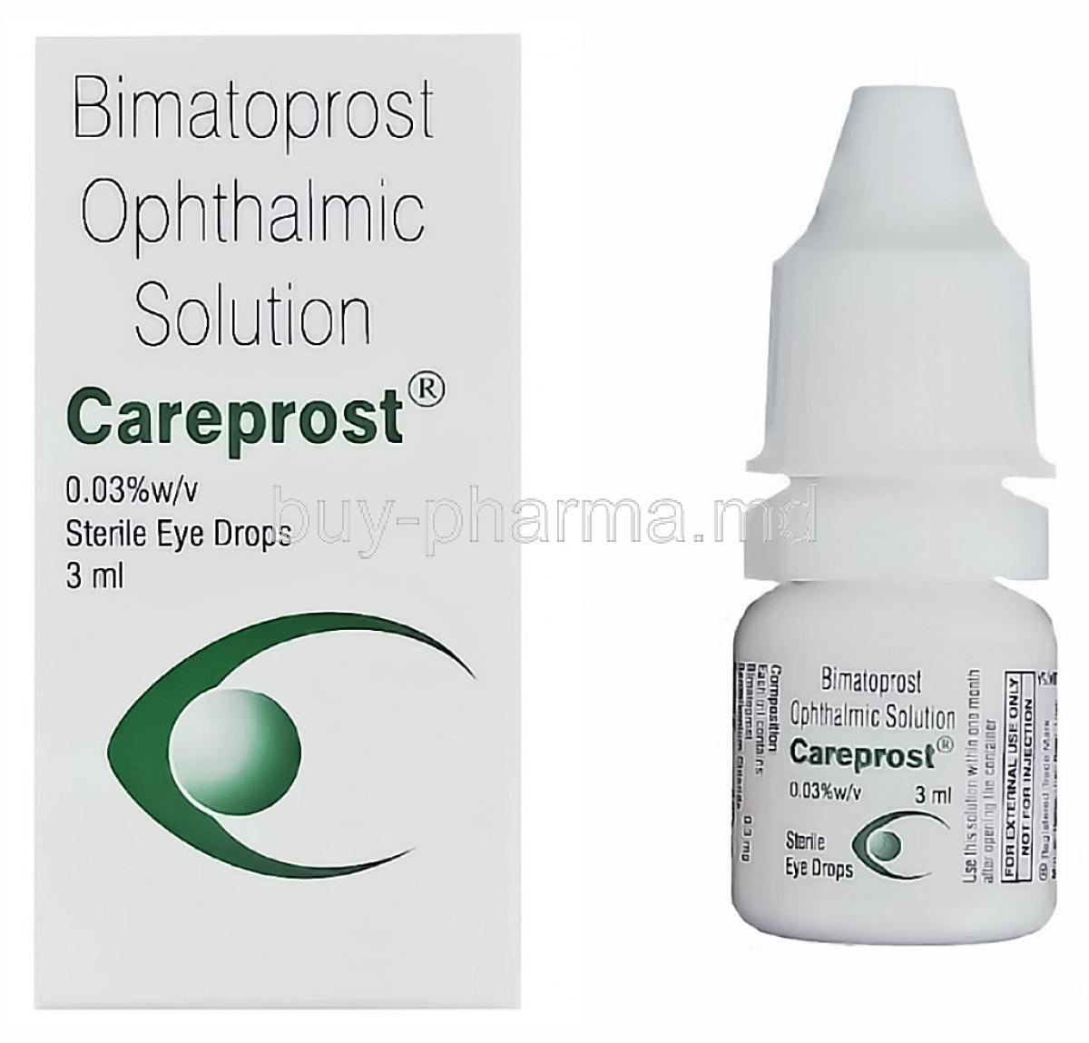 Careprost, Generic Lumigan, Bimatoprost Opthalmic Solution Eye Drop 0.03% 3 ml