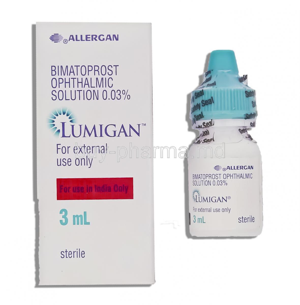 Lumigan,  Bimatoprost Opthalmic Solution 0.03% 3 Ml Eye Drop (Allergan)