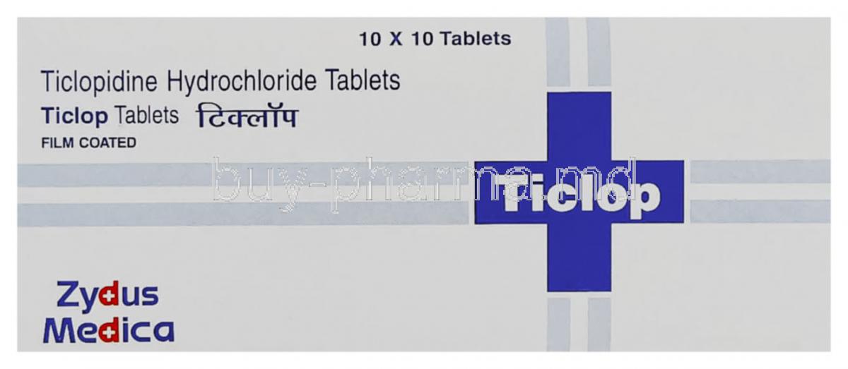 Ticlop, Generic Ticlid,  Ticlopidine 250MG  (Zydus)