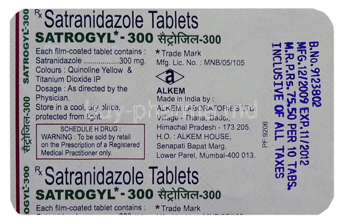 Satrogyl , Satranidazole 300 Mg Tablets (Alkem Laboratories)