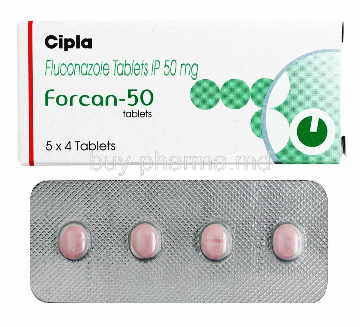 Forcan, Fluconazole 50mg box and tablets