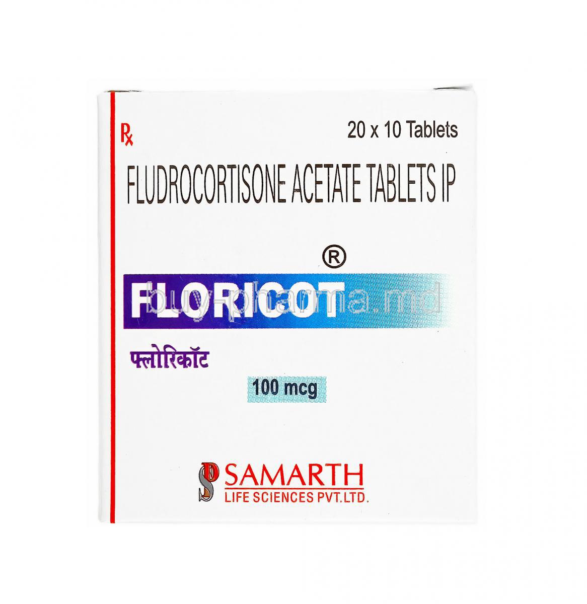 Floricot, Fludrocortisone Acetate 100 mcg box