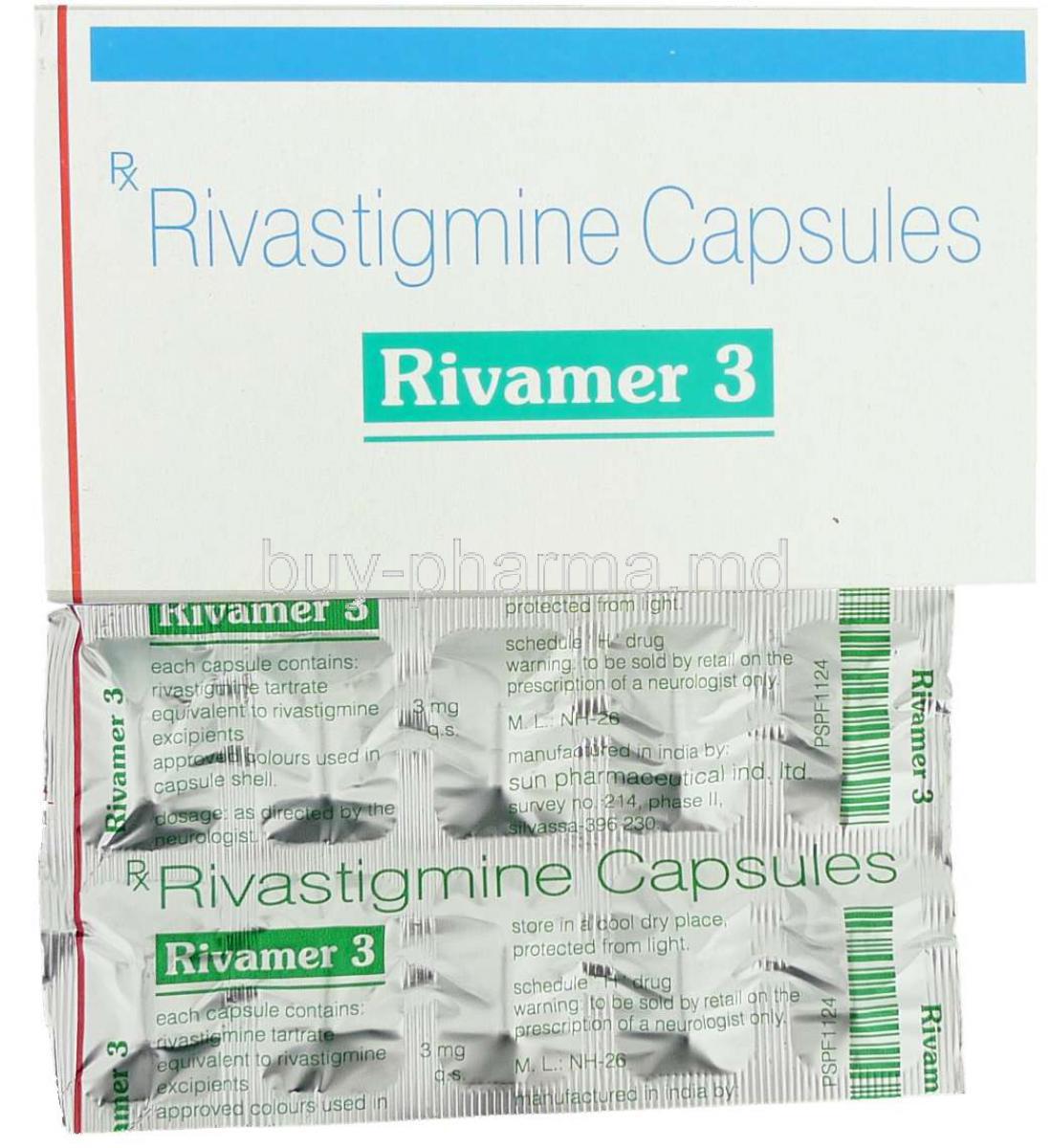 Rivamer, Generic Exelon,  Rivastigmine  3 Mg