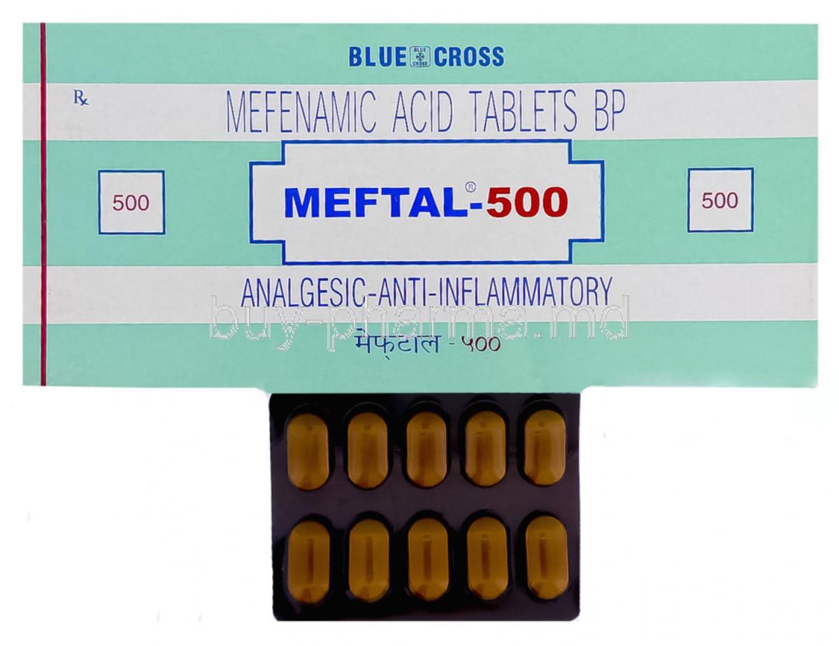 Meftal, Mefenamic acid 250 Mg Tablet (Blue Cross)