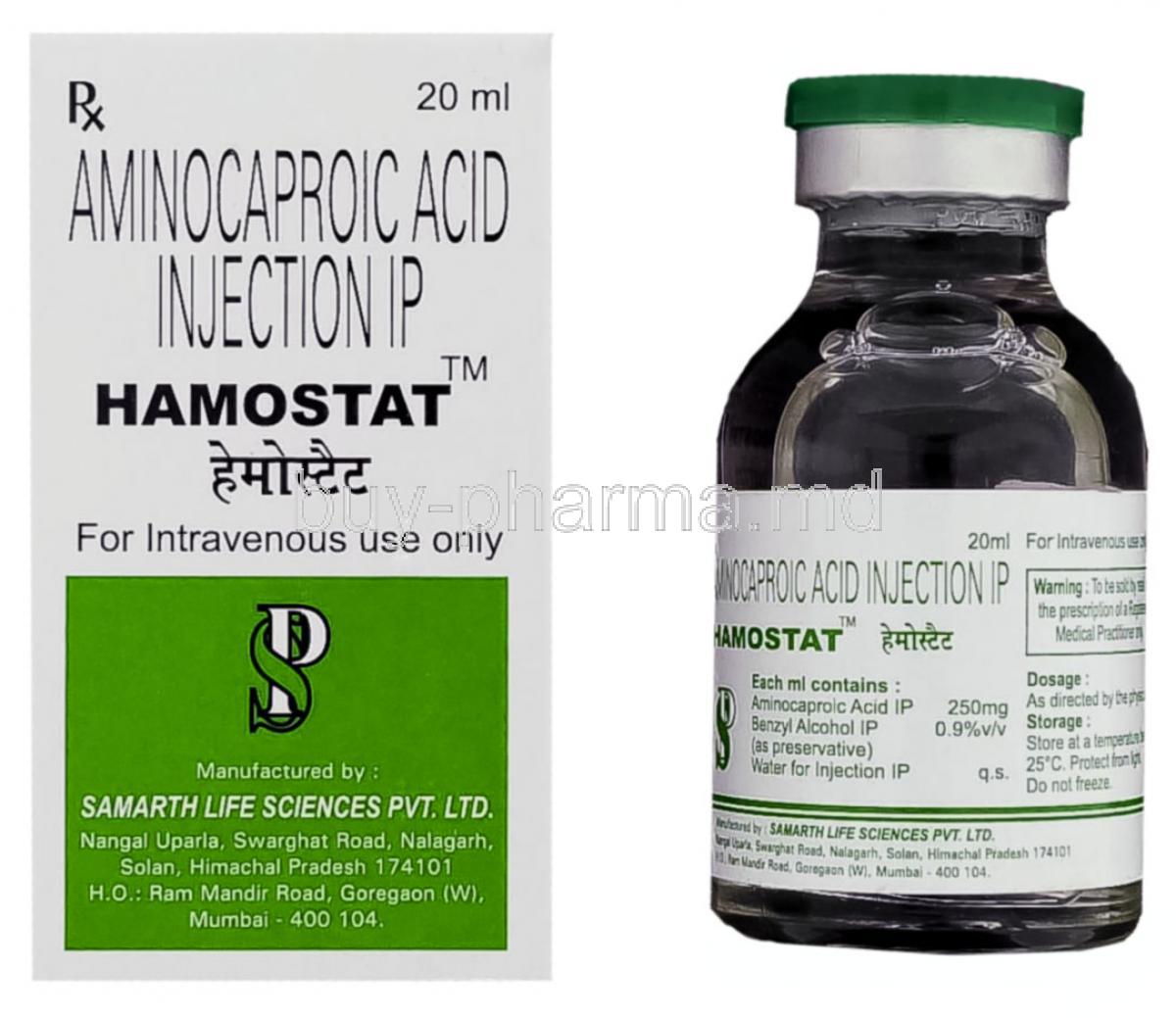Hamostat, Generic Amicar, Aminocaproic Acid 250 mg/ ml 20 ml (Samarth)