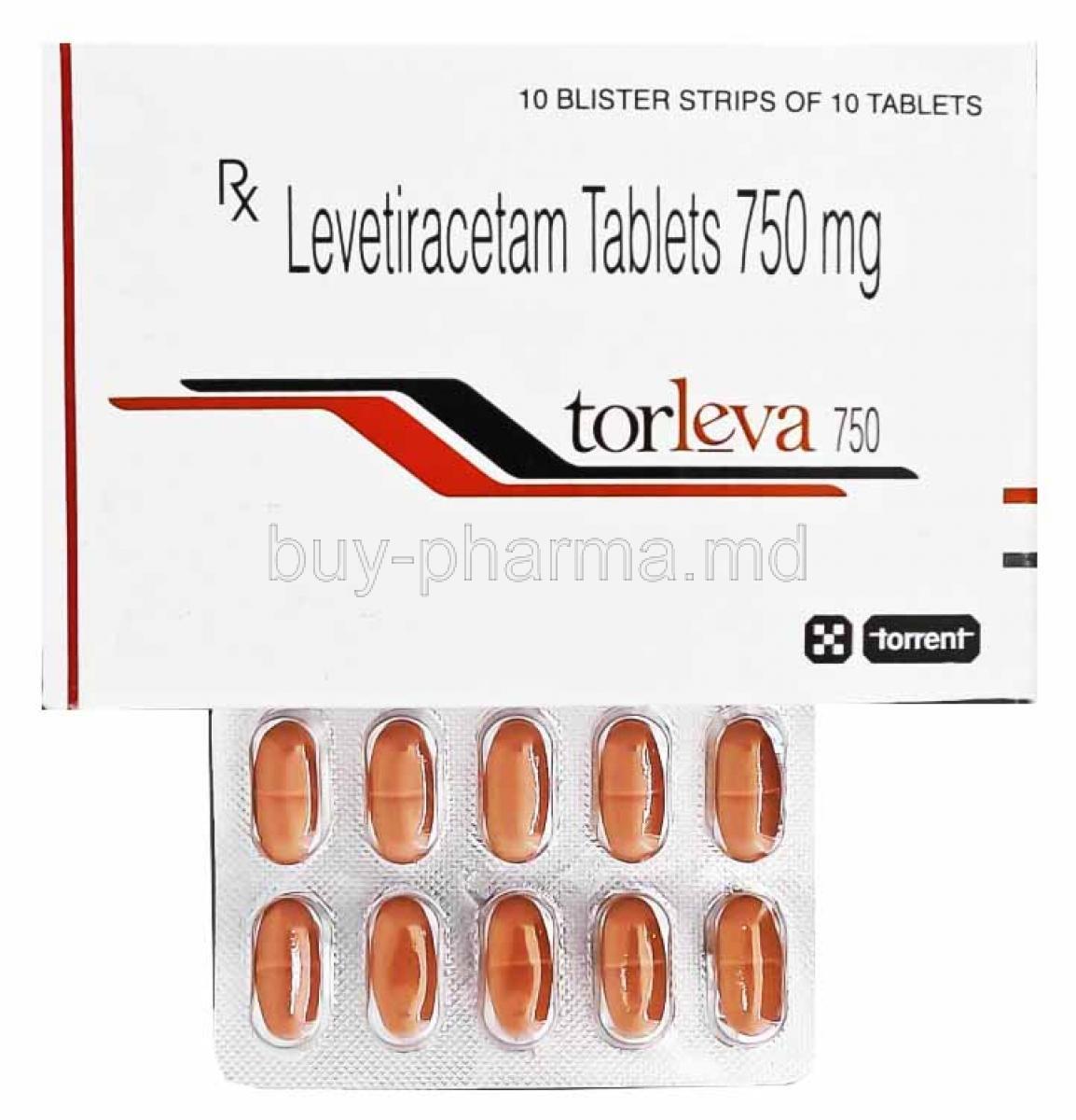 Torleva, Levetiracetam 750mg box and tablets