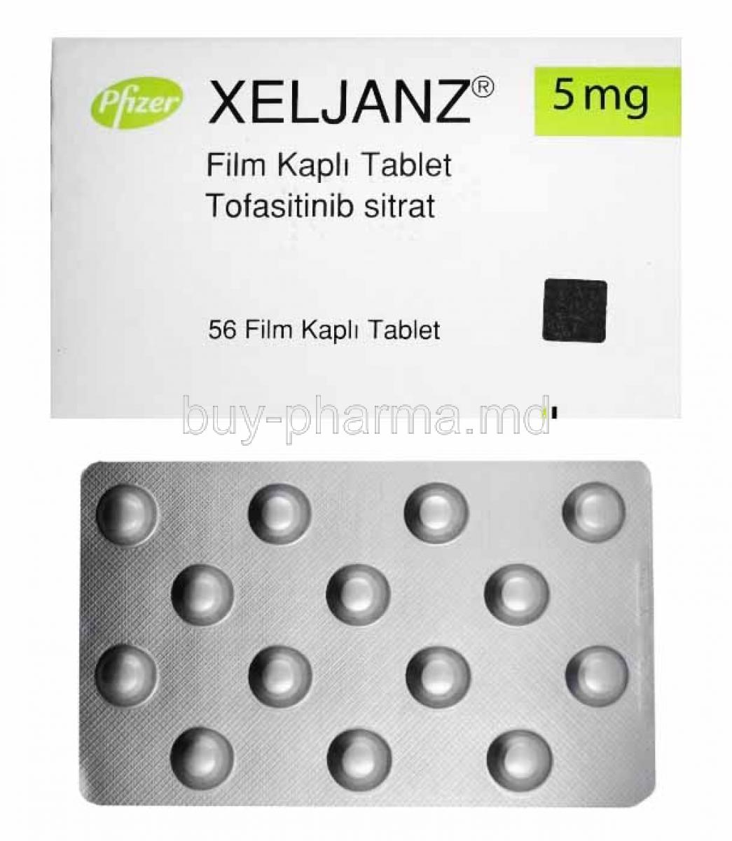 Xeljanz, Tofacitinib 5mg box and tablets