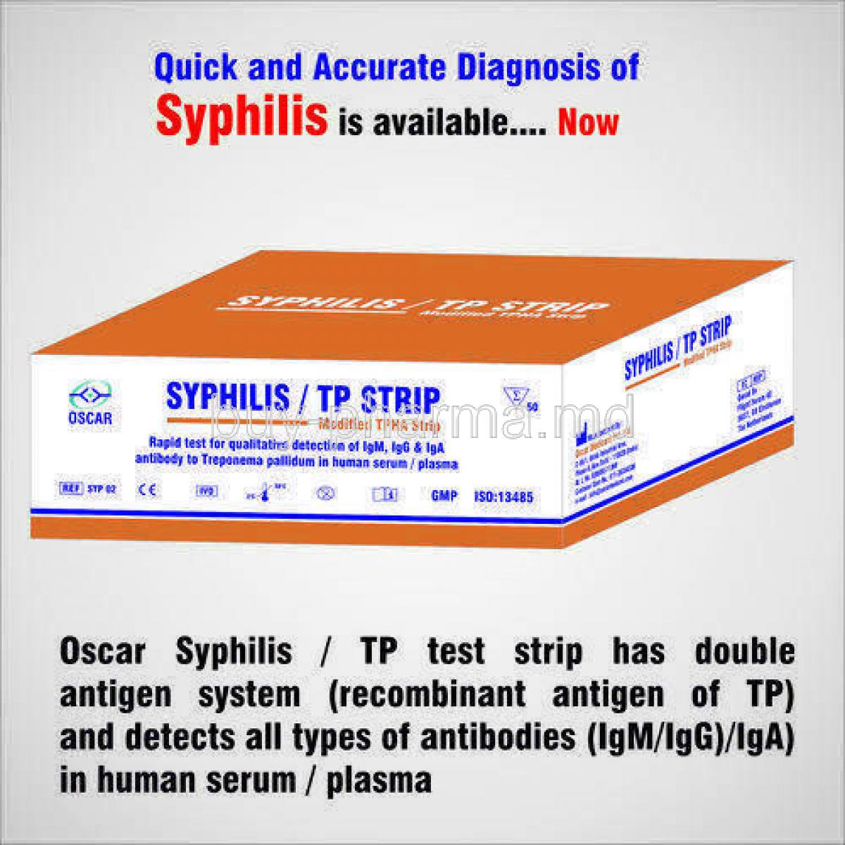 Syphilis Test Kit, Oscar, box presentation with information