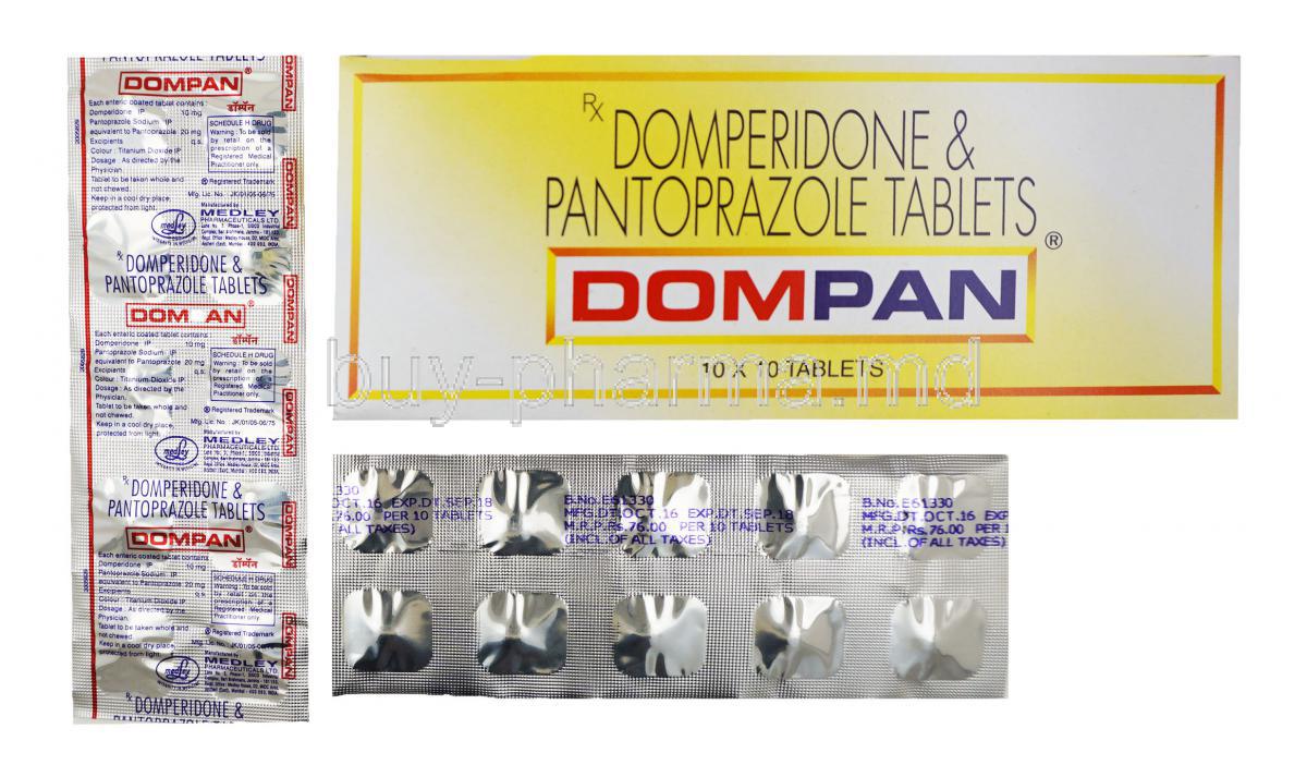 Dompan, Domperidone/Pantoprazole, 10mg/20mg