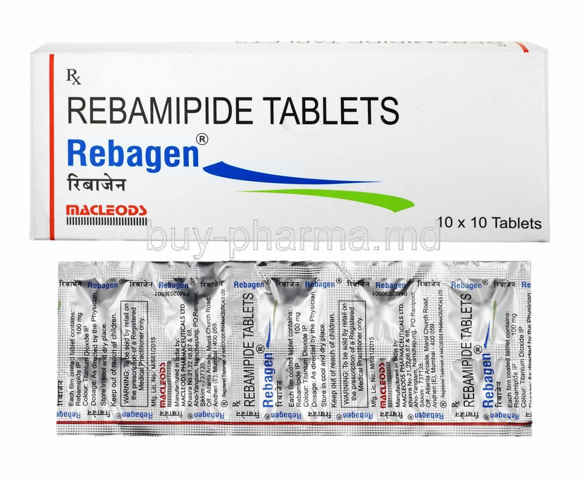 Rebagen, Rebamipide box and tablets