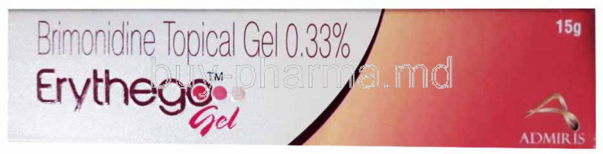Erythego gel, Brimonidine Gel, 0.33% 15g,Admiris, box front presentation