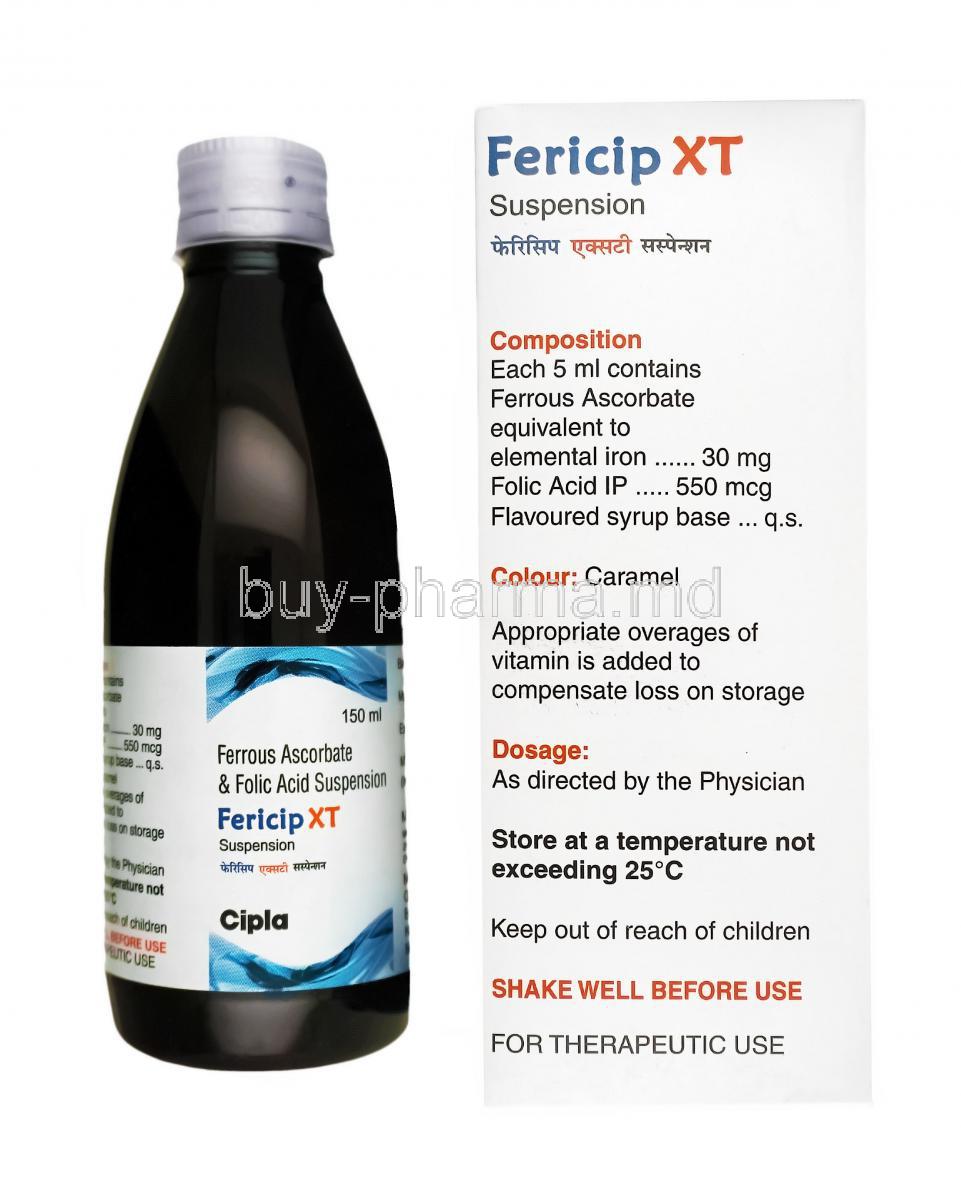 Fericip XT Syrup, Elemental Iron and Folic Acid