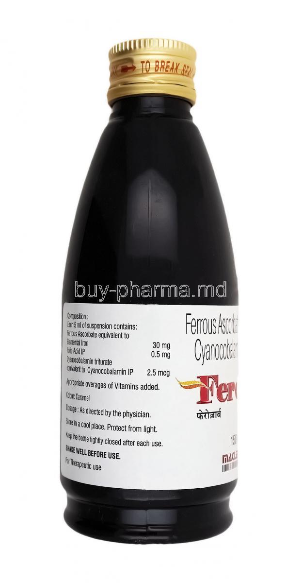 Ferozorb Suspension, Elemental Iron, Folic Acid and Cyanocobalamin bottle