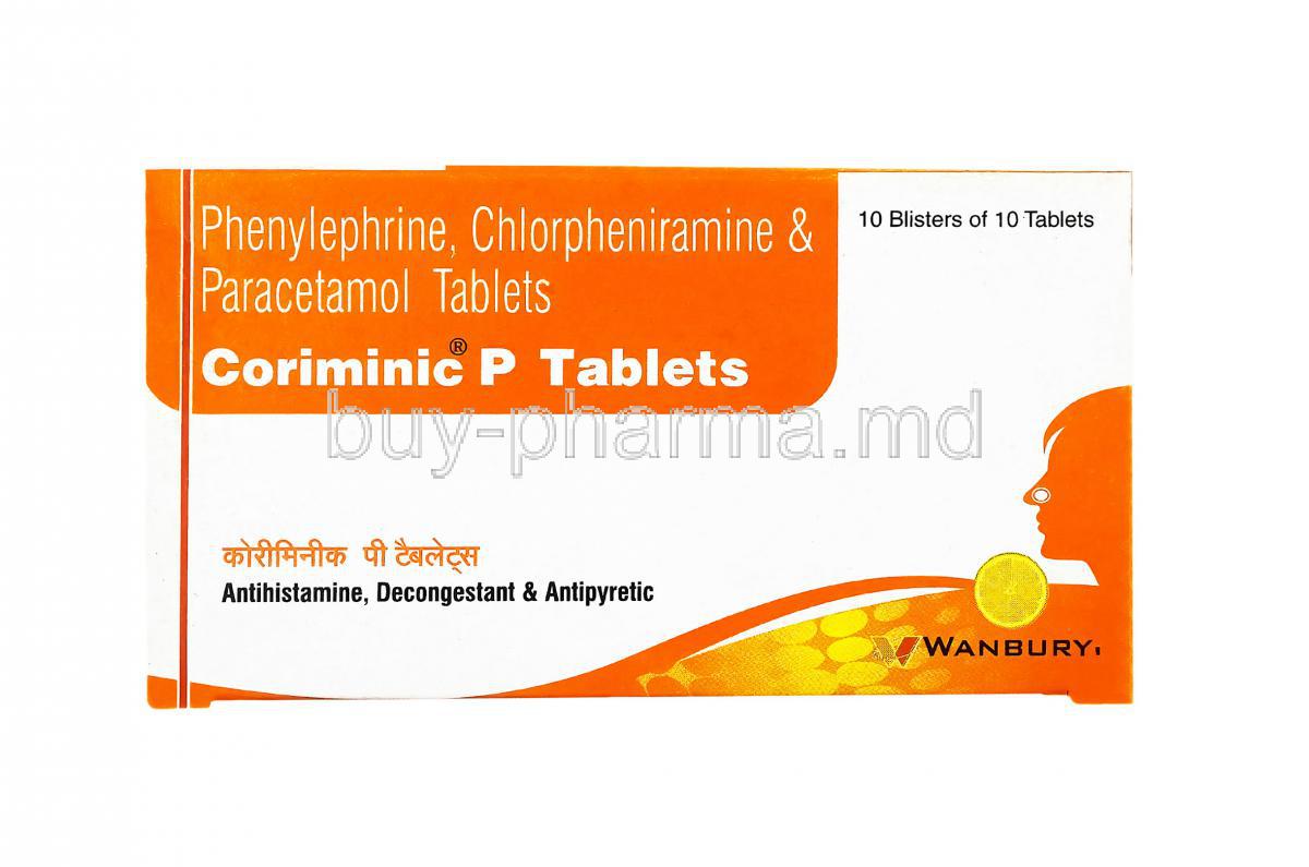 Coriminic P, Chlorpheniramine, Paracetamol and Phenylephrine