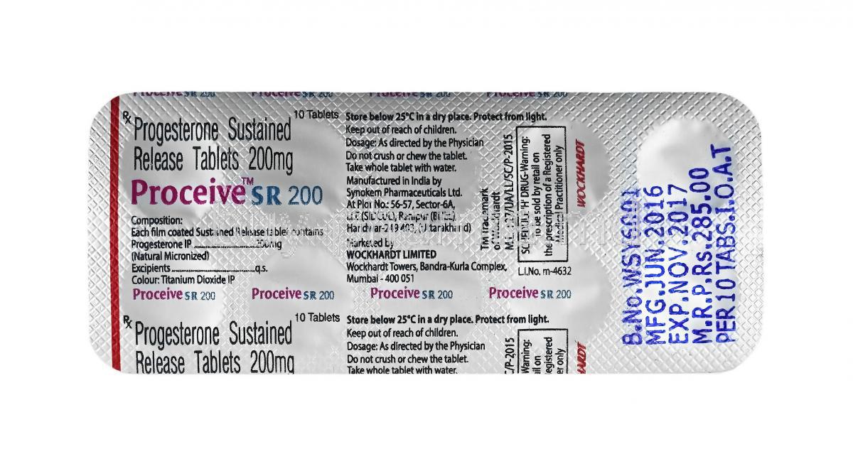 Proceive, Progesterone tablets back