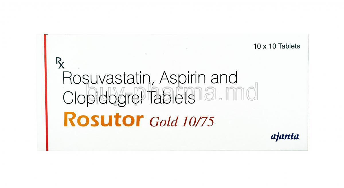 Rosutor Gold, Aspirin, Rosuvastatin and Clopidogrel 75mg