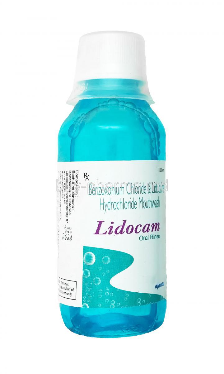 Lidocam Mouth Wash, Benzoxonium Chloride and Lidocaine