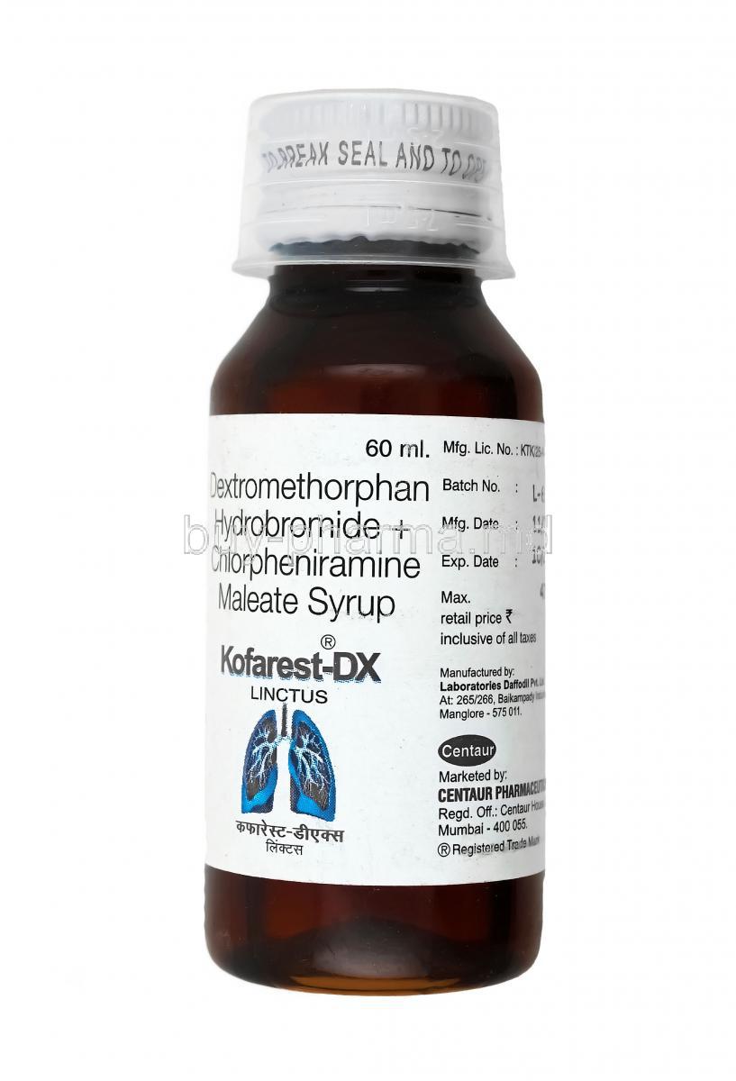 Kofarest DX Syrup, Chlorpheniramine and Dextromethorphan