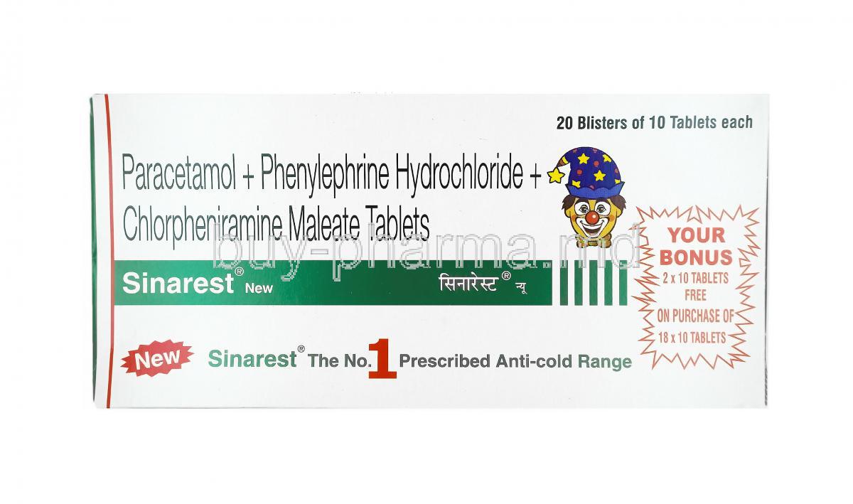 Sinarest New, Chlorpheniramine, Paracetamol and Phenylephrine