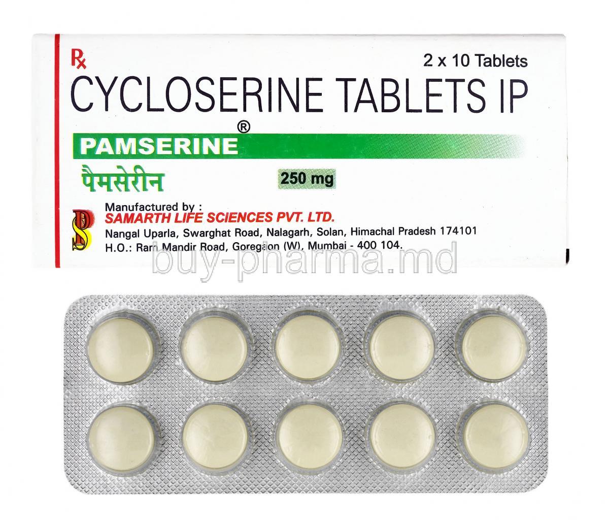 Pamserine, Cycloserine box and tablets