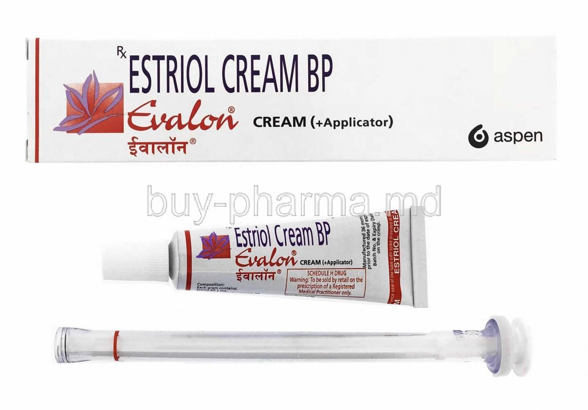 Evalon Cream, Estriol box tube, and applicator