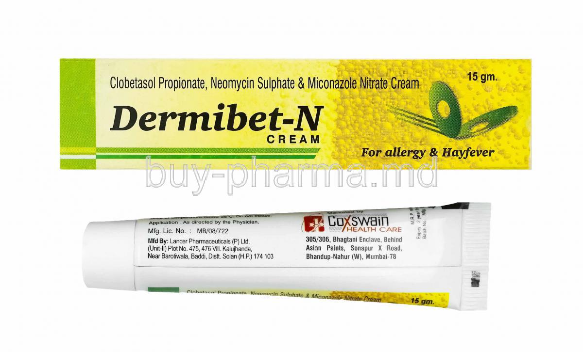 Dermibet N Cream, Clobetasol, Miconazole and Neomycin