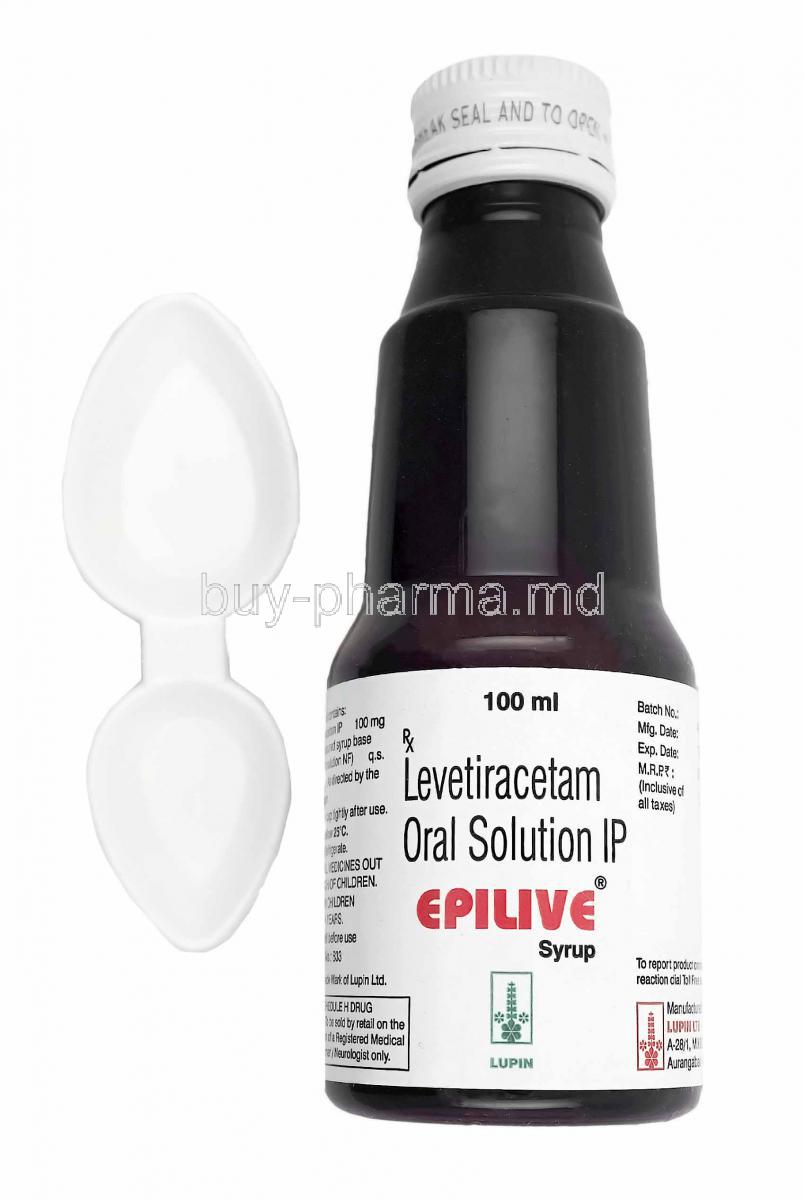 Epilive Syrup, Levetiracetam bottle