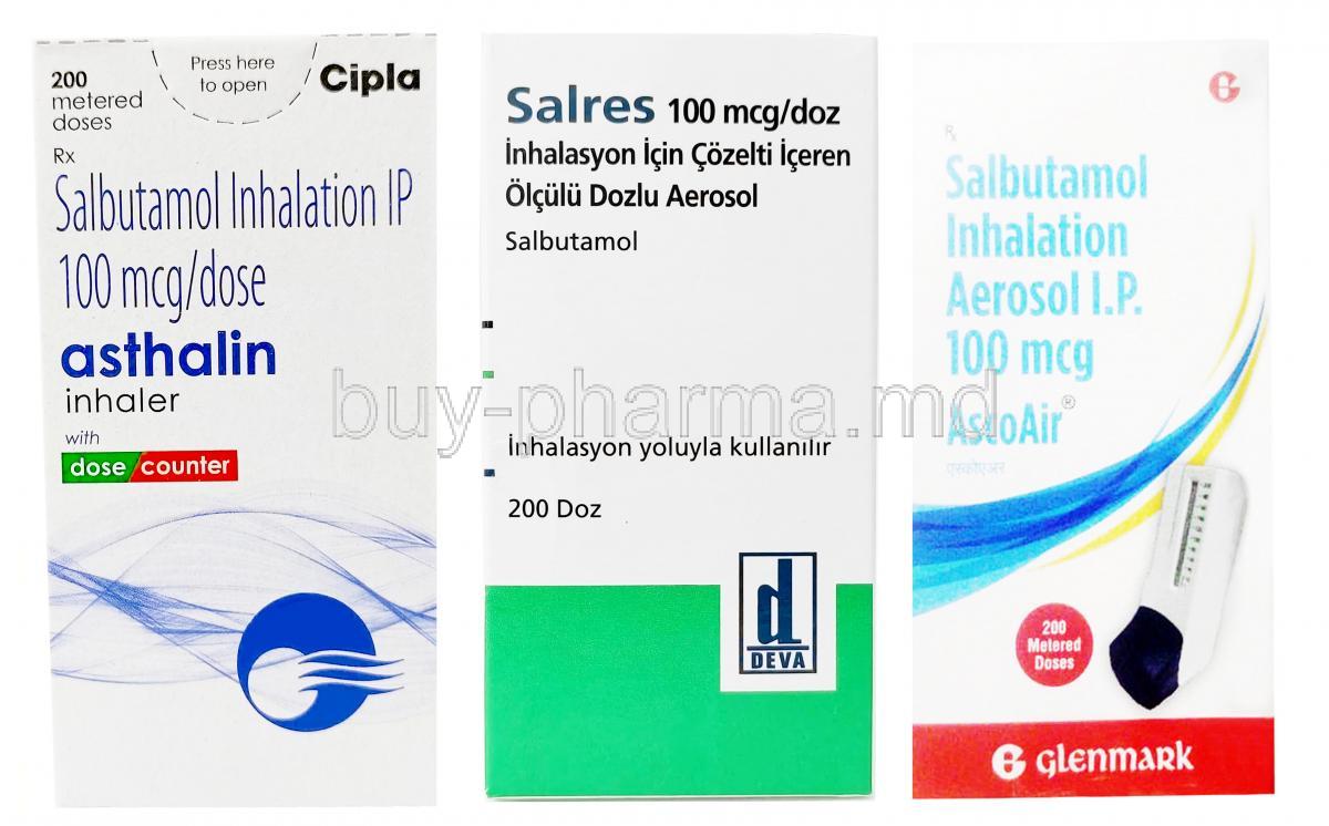 Salbutamol 100mcg,Inhaler 200 MD, Generic brands