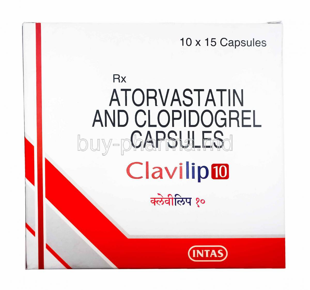 Clavilip, Atorvastatin and Clopidogrel 10mg