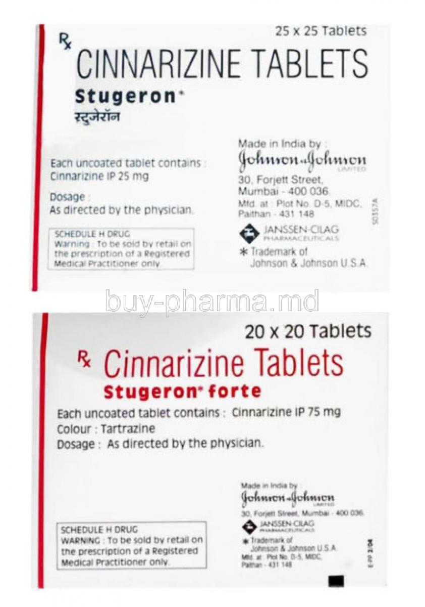 Stugeron, Cinnarizine box
